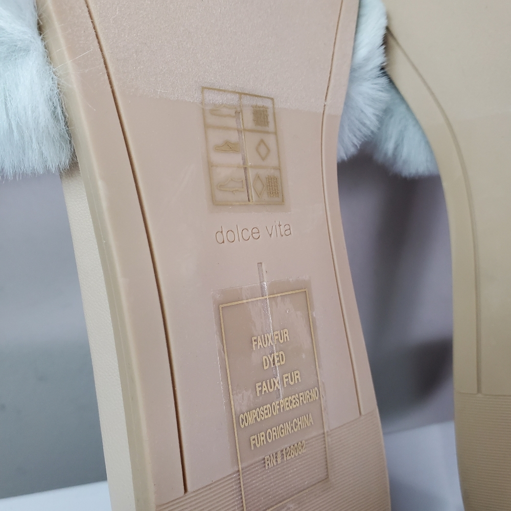 DOLCE VITA Gaia Slipper Size 10, Aqua Faux Fur - Picture 11 of 14
